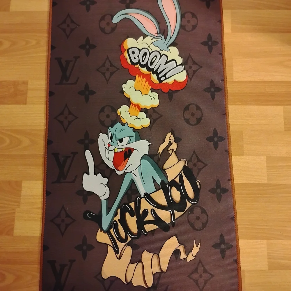 Playful Cartoon Character Door Mat - Brown and Black